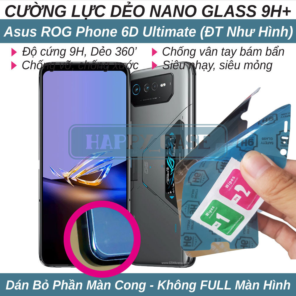 Dán cường lực dẻo nano cho Asus ROG Phone 6D Ultimate (trong suốt và chống nhìn trộm) không viền đen