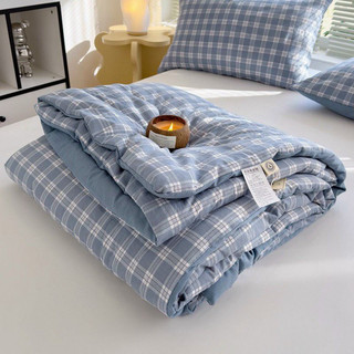  Chăn hè kẻ đũi bông sơ đậu nành A BEDDING  mịn thoáng mát bền màu hàng nhập khẩu kích thước 2m*2m3 