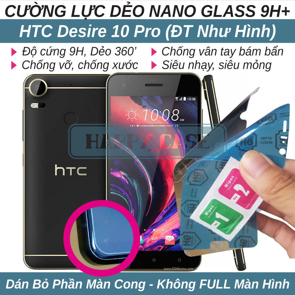 Dán cường lực dẻo nano cho HTC Desire 10 Pro (trong suốt và chống nhìn trộm) không viền đen