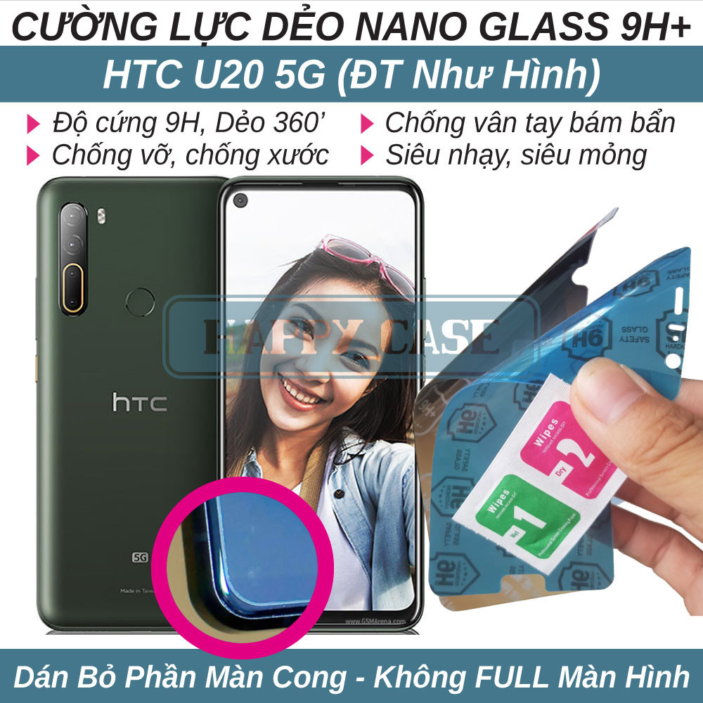Dán cường lực dẻo nano cho HTC U20 5G (trong suốt và chống nhìn trộm) không viền đen