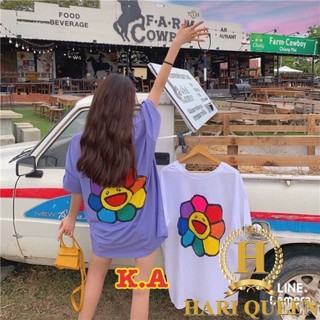 Áo phông bông hoa cười bảy màu in lưng KAN0320