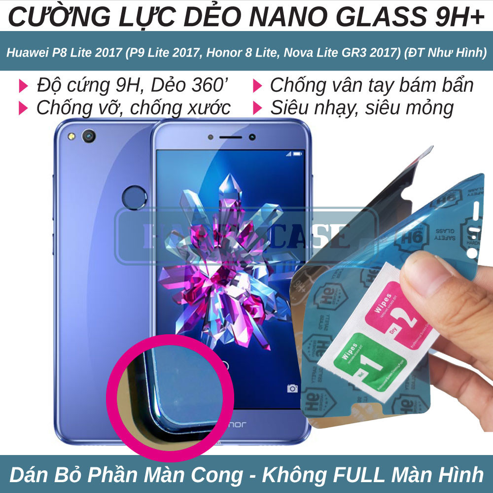 Dán cường lực dẻo nano cho Huawei P8 Lite 2017, P9 Lite 2017 (trong suốt và chống nhìn trộm) không v