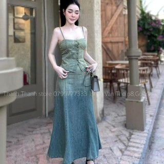 bán sỉ SET JEAN 2 DÂY CHÂN VÁY ĐUÔI CÁ
