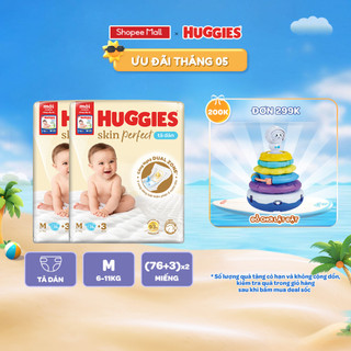 Combo 2 Tã/bỉm dán Huggies Skincare Super Jumbo M76+3/L68/XL60/XXL56