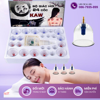 Bộ giác hơi chân không Không Dùng Lửa KAW 24 Cốc, Nhựa Nguyên Sinh Tinh Khiết, An Toàn Tuyệt Đối