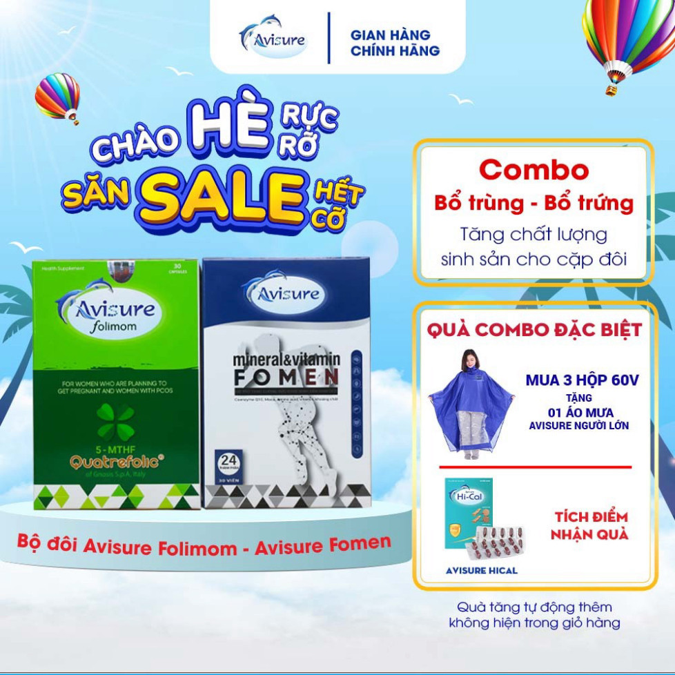Bộ đôi bổ trứng - bổ trùng Avisure Folimom - Fomen hỗ trợ sinh sản cho cặp đôi