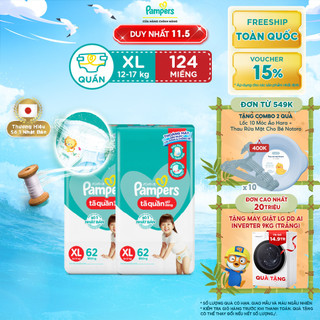 Combo 2 Tã Quần PAMPERS Giữ Dáng Chống Xệ Gói Cực Đại Size M74/ L68/ XL62/ XXL56