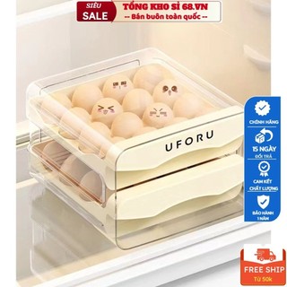 Khay Bảo Vệ Trứng 2 Tầng Gọn Gàng Tránh Va Đập Sức Chứa 32 Quả Uforu Cao Cấp, Chất Liệu Nhựa PET + PP Sang Trọng