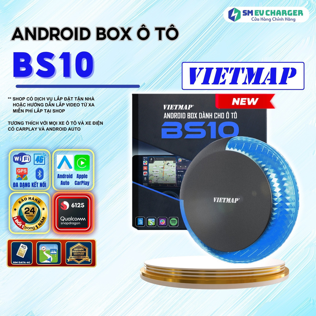Android Box Vietmap BS10 - Tặng Vietmap Live Vietmap S2 - CarPlay và Android Auto thế hệ mới - SMEV Chính Hãng