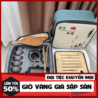Bộ ấm chén pha trà du lịch gốm tử sa đầy đủ tiện ích