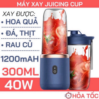Máy xay sinh tố Juicing Cup 300ML cầm tay 6 lưỡi 2 cối - Máy xay hoa quả sử dụng Pin Sạc Cổng USB siêu tiện lợi
