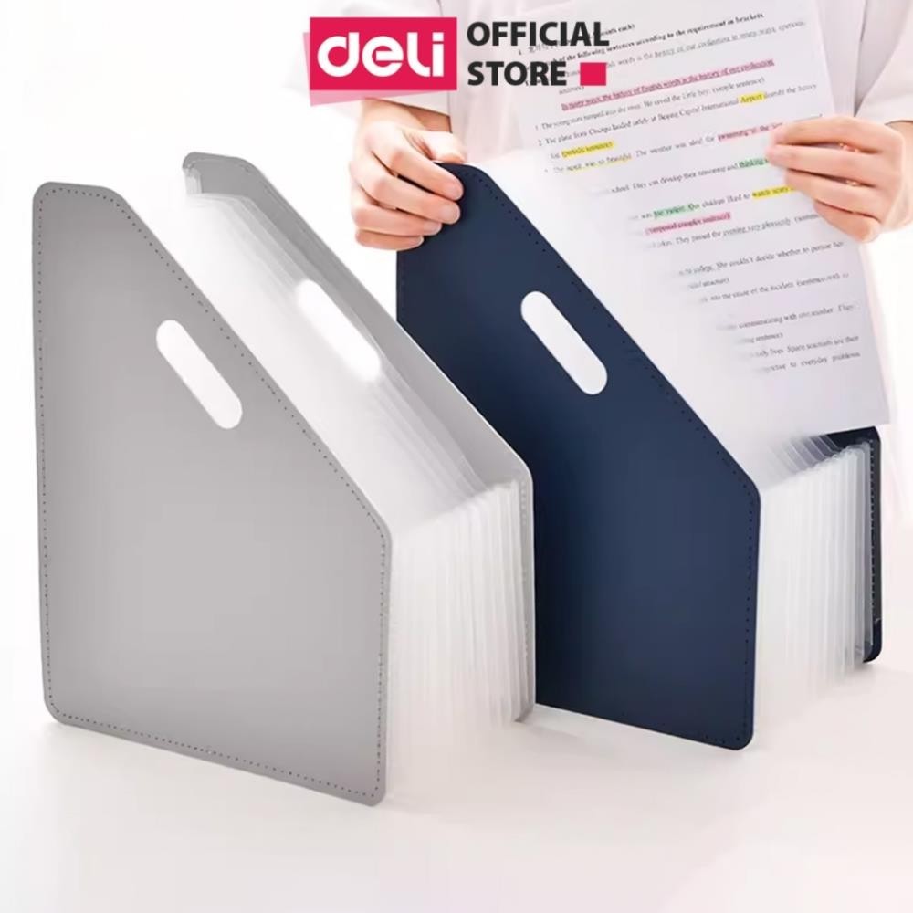Túi đựng tài liệu nhiều ngăn Deli file lưu hồ sơ văn phòng để bàn kệ đựng tài liệu văn phòng có thể thu gọn - học sinh
