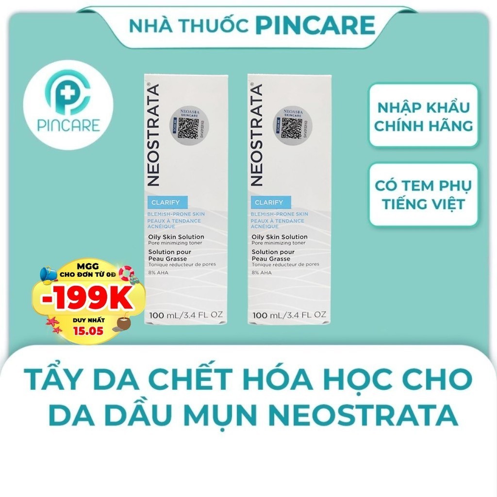 Tẩy da chết cho da dầu mụn Neostrata Clarify Oily Skin Solution Lotion AHA 8% 100ml - Hàng chính hãng -Nhà thuốc PinCare