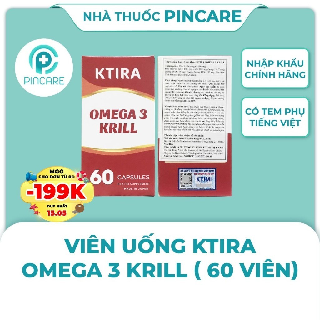 Viên uống KTIRA OMEGA 3 KRILL dầu nhuyễn thể 60 viên - Nhà Thuốc Pincare