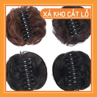* *** tóc giả búi kẹp ngoặm xoăn búi rối trung niên cao cấp dễ sử dụng -1 -12 5* 5*