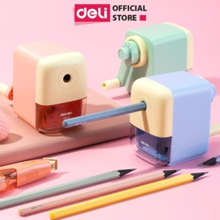  Gọt chì quay tay chuốt bút chì màu pastel Deli nhỏ gọn sắc bén tiện lợi dễ thương an toàn đáy chống trượt chất lượng 