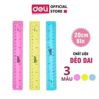  Thước kẻ nhựa dẻo EcoPVC 20cm Deli - Màu ngẫu nhiên - 1 2 chiếc - Chất liệu nhựa an toàn - Phù hợp với học sinh 
