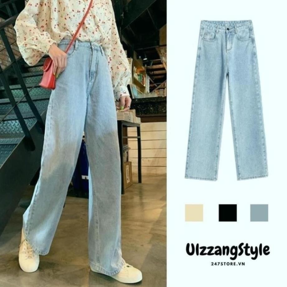 Quần jeans trơn ống rộng phong cách thời trang QU11