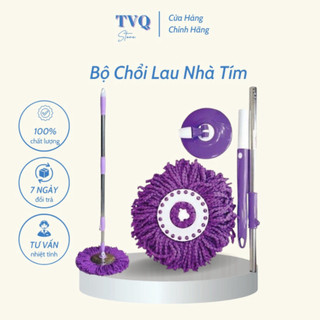 Chổi Lau Nhà Tím Xoay 360 Độ Tiện Lợi Bông Lau Dày Siêu Thấm Hút Lau Sạch Bụi Bẩn (TVQ Store)