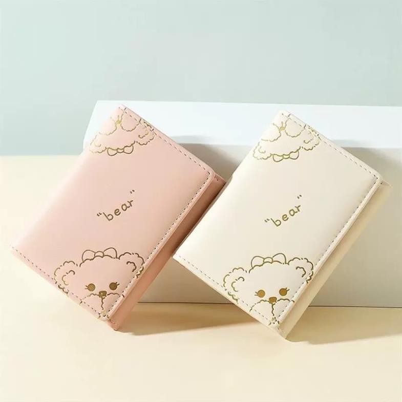 Ví Gấp 3 Hoạ Tiết Gấu Bear Màu Sắc Dập Nổi Mẫu Mới Nhất Siêu Xinh