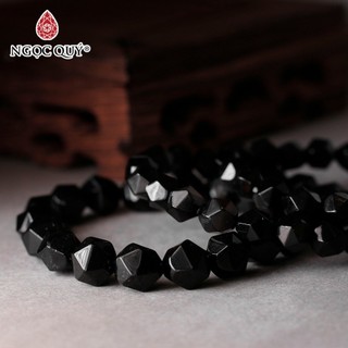 Vòng tay đá obsidian hạt dạng facet - Ngọc Quý