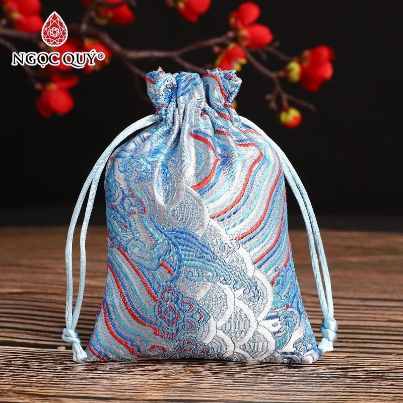 Túi gấm đựng trang sức thêu hoa văn - Ngọc Quý