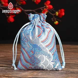 Túi gấm đựng trang sức thêu hoa văn - Ngọc Quý