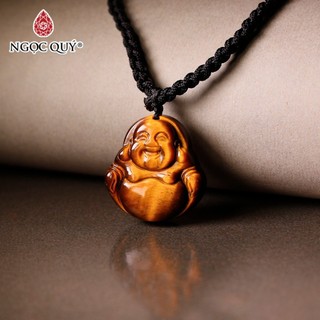 Mặt dây chuyền phật Di Lặc mắt hổ tiger's eyes quartz mệnh thổ, kim - Ngọc Quý
