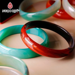 Vòng tay nguyên khối đá mã não bản hẹ Ni60 bản 8mm - Ngọc Quý
