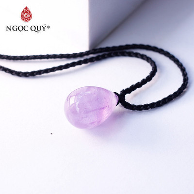 Mặt dây chuyền hình giọt nước đá Thạch Anh Tím màu valender - Ngọc Quý