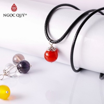 Mặt dây chuyền hạt đá bọc charm S925 - Ngọc Quý