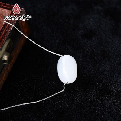 Mặt dây chuyền lu thống đá mã não trắng tặng dây S925 - Ngọc Quý