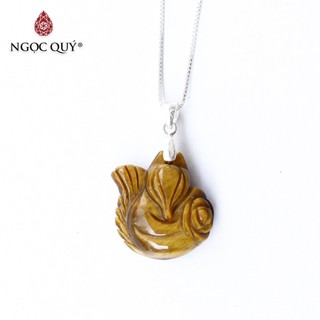 Mặt dây chuyền hồ ly 9 đuôi TA mắt hổ vàng nâu tặng dây bạc - Ngọc Quý
