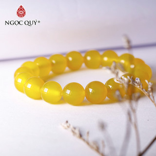 Vòng tay hạt trơn đá mã não vàng - Ngọc Quý