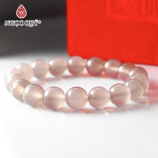 Vòng tay hạt trơn đá mã não xám - Ngọc Quý