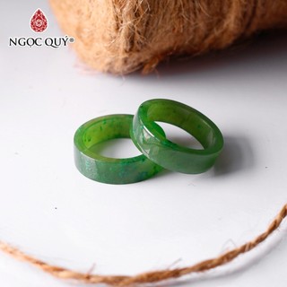 Nhẫn đá Nephrite Jade bản vuông - Ngọc Quý