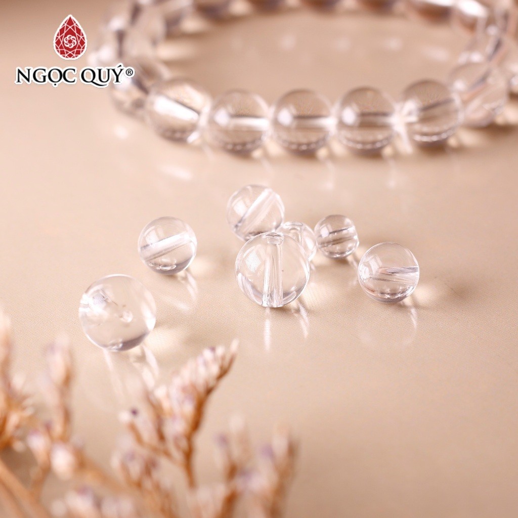 Hạt lẻ đá Thạch anh trắng White Quartz - Ngọc Quý