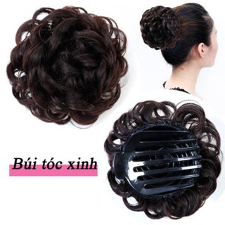 Búi tóc giả trung niên S06BU12 Búi xược xoăn thời trang Búi tóc nữ đẹp Búi tóc trung niên gọn gàng