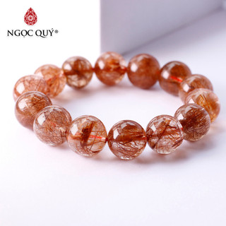 Vòng tay đá Red Rutilated Quartz AAA hạt trơn 14mm - Ngọc Quý
