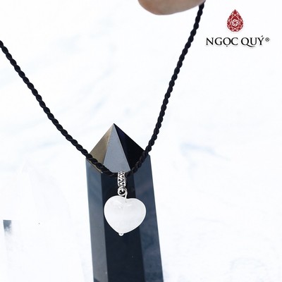 Mặt dây chuyền trái tim đá thạch anh ưu linh trắng 15*15mm - Ngọc Quý