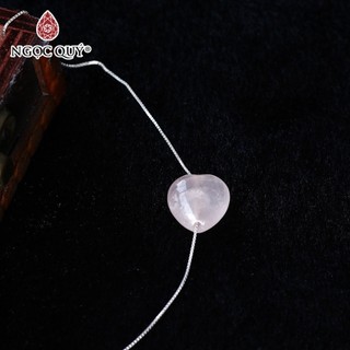 Mặt dây chuyền trái tim đá TA hồng 13x14mm tặng dây bạc - Ngọc Quý