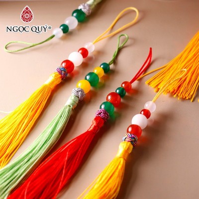 Móc khóa, treo tuarua trang trí hạt đá thiên nhiên - Ngọc Quý