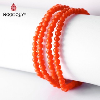 Vòng tay hạt trơn đá mã não Ngọc Nam Hồng nhám- Ngọc Quý