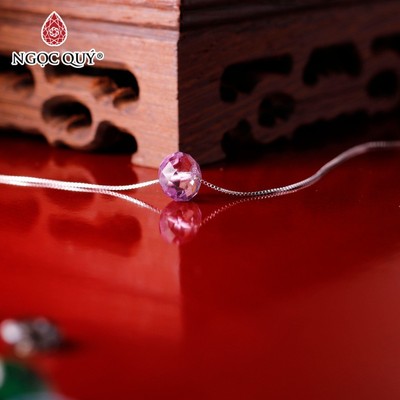 Dây chuyền S925 hạt đá Fluorite tím - Ngọc Quý