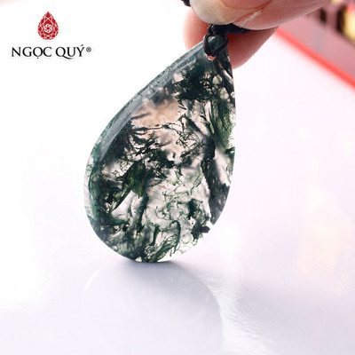 Mặt dây chuyền hình giọt nước đá băng ngọc thủy tảo - Ngọc Quý