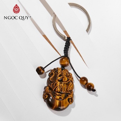 Móc khóa 12 con giáp đá mắt hổ vàng nâu - Ngọc Quý