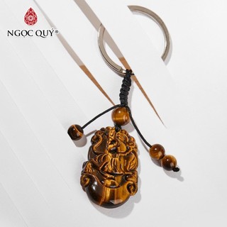Móc khóa 12 con giáp đá mắt hổ vàng nâu - Ngọc Quý