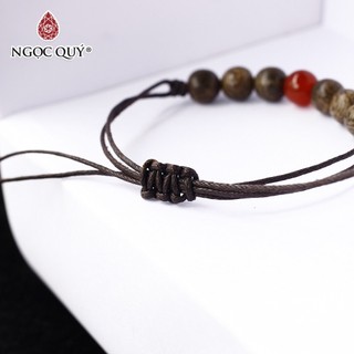 Vòng trầm tốc tròn thắt dây phối đá mã não đỏ - Ngọc Quý