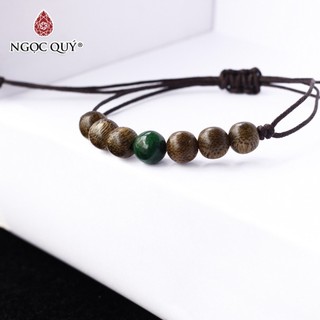 Vòng Trầm Hương thắt dây phối đá CT sơn thủy hạt trầm tốc 8mm - Ngọc Quý