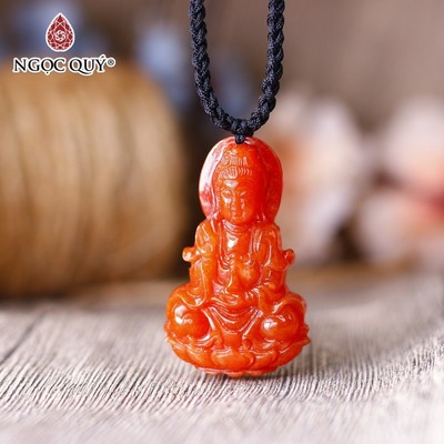 Mặt dây chuyền phật bà quan âm cẩm thạch huyết - Ngọc Qúy